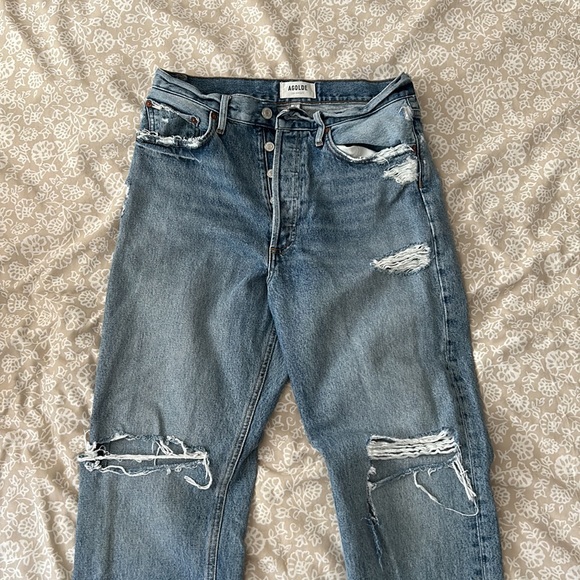 Jeans AGOLDE Femme Taille 27 - Droit Délavé Et Déchiré - Taille 27x27 - Bleu Délavé - Occasion Bon état